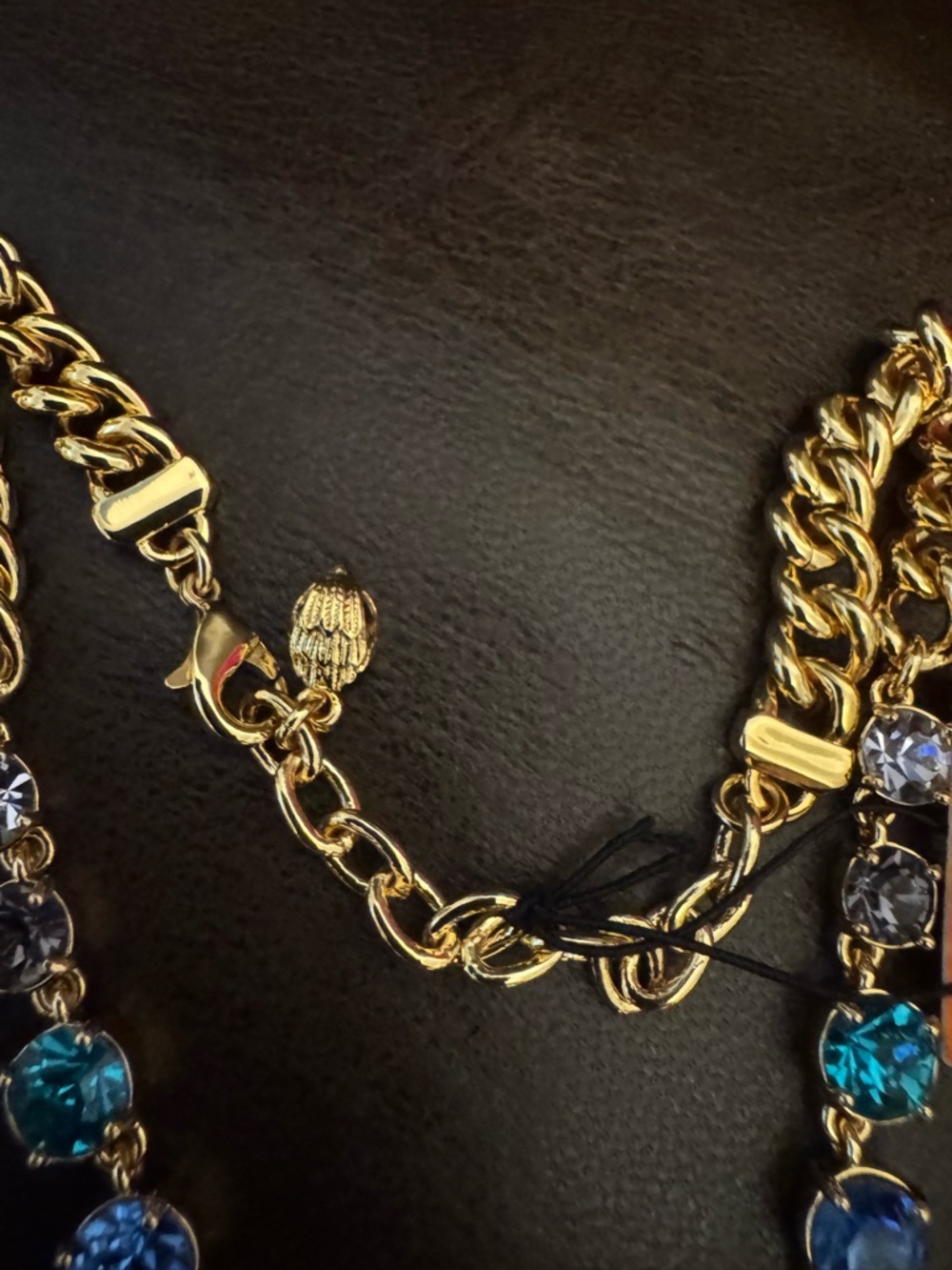 Kurt Geiger Rainbow Crystal Pendant Necklace with Gold-Tone Chain - Picture 3 of 5